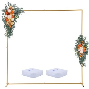 8x8 FT Wedding Backdrop Stand, Metal Wedding Arch Stand with Base, Heavy Duty Pipe and Drape Kit for Wedding Birthday Parties Banquet Decoration - 1 of 4