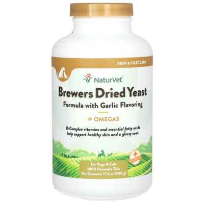 NaturVet Brewers Dried Yeast + Omegas, For Dogs and Cats, 1,000 Chewable Tabs, 17.6 oz (500 g)
