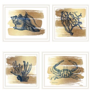 4-PC Vignette Gold Sea Collection White Framed Wall Art for Living Room, Bedroom Wall Art Print for Home Decor by Bluebird Barn - 1 of 4