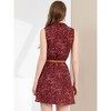 INSPIRE CHIC Women's Floral Sleeveless Half Placket Mini Belted Summer Dress - 4 of 4