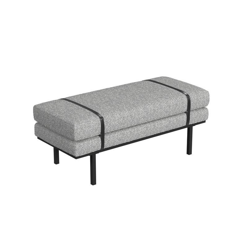  Homepop Upholstered Boucle Bench with Wood Base, 2 of 8