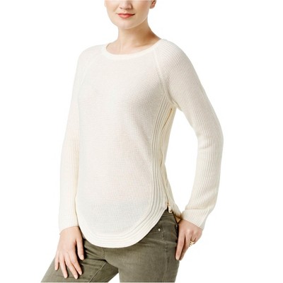 I.N.C International Concepts Womens Zip Detail Knit Sweater, Off-White, Medium