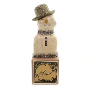 10.25 In Frosty Peace Snowman Gold Glittered Hat Figurines - 1 of 2