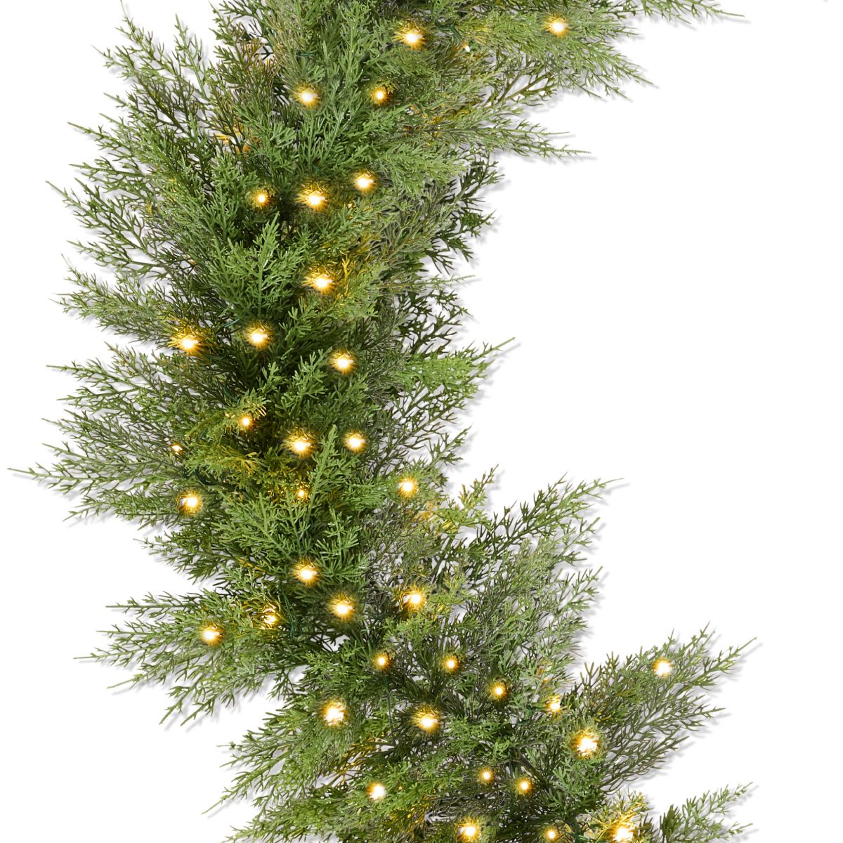 Best Choice Products Pre-Lit Cedar Cypress Christmas Garland w/ Twinkling LEDs, 6Ft Realistic Indoor Holiday Decor for Door, Mantle, Battery