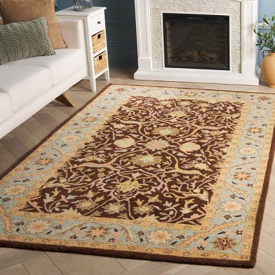 Antiquity Brown and Green Wool 2' x 3' Handmade Area Rug
