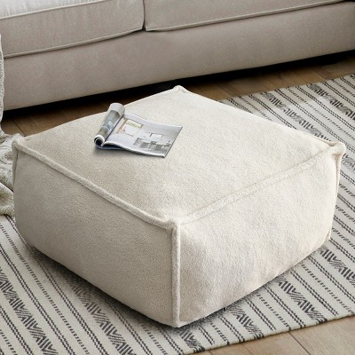 Bouclé Bean Bag Chair, Cozy Lounge Chair for Adults, Upholstered Accent Seating for Living Room & Bedroom-The Pop Home