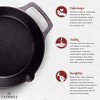Cuisinel Cast Iron Skillet + Glass Lid + Red Chainmail Scrubber - 15"-Inch Dual Handle Braiser Frying Pan + Silicone Handle Covers. - 4 of 4