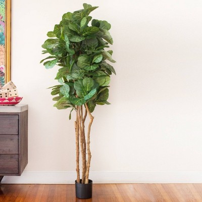 Verdant Charm 6' Silk Fiddle Leaf Fig in Decorative Planter
