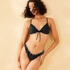 Women's Contrast Stitch Low-Rise High Leg Cheeky Ruffle Bikini Bottom - Wild Fable™ Black/White - 3 of 4