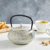 Juvale White Cast Iron Floral Teapot Kettle with Stainless Steel Infuser Set, Japanese Tea Pot for Kitchen Pantry, 34 oz - 2 of 4