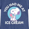 Girls' - Peanuts - You Had Me At Ice Cream Fitted Short Sleeve Graphic T-Shirt - 2 of 4