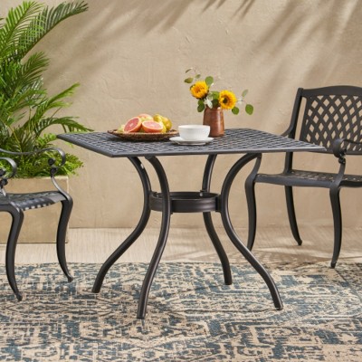 Square Outdoor Aluminum Patio Table with Umbrella Hole, Modern Coffee Table for Garden or Balcony – The Pop Home