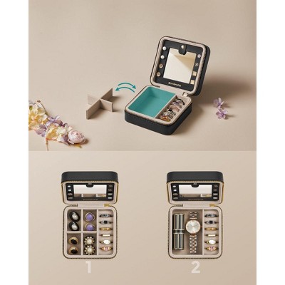 Square Portable Jewelry Box Travel Black Accessory Organizer : Target