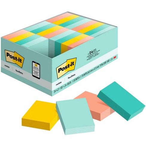 Post-it Recycled Note Pads, 1.38 x 1.88, Assorted Helsinki Colors,  100-Sheet, 12/Pack (653RPA)