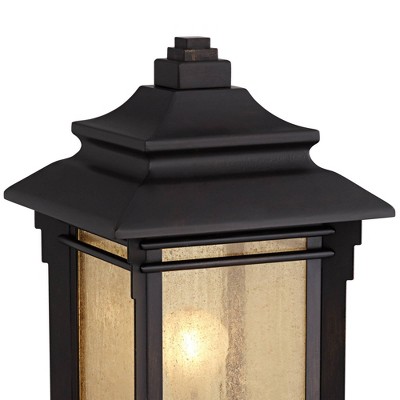 Walnut Bronze Outdoor Pier Mount Lights with Frosted Cream Glass Set of 2
