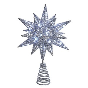 Kurt Adler 11-Inch Pre-Lit Twinkling LED 60-Light Silver Starburst Tree Topper - 1 of 4