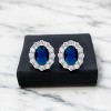 Slickblue Vintage-Inspired Sapphire CZ Wedding Earrings, 2.2ct Oval & Round Stones, Rhodium Plated Finish - 2 of 3