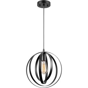 Fine Art Lighting 1-Light Globe Industrial Pendant Hanging Light , Black - 1 of 4