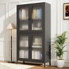 Classic Metal Storage Cabinet, Display Cabinet With 4 Glass Doors 4 Shelves, Bookcase Shelves For Home Office-Cuddlewood - 2 of 4