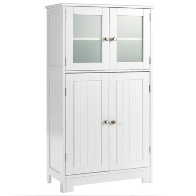 Costway Bathroom Floor Storage Cabinet Kitchen Cupboard w/Doors&Adjustable Shelf