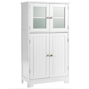 Lavish Home 3-Shelf Corner Storage Cabinet with Shutter Doors and  Adjustable Shelves, White