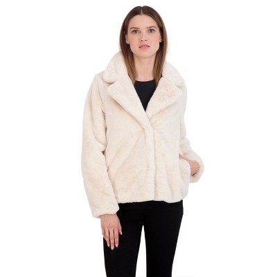 Women's Faux Fur Blazer Jacket - S.e.b. By Sebby Cream Large : Target