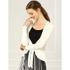 INSPIRE CHIC Women's Tie Front Long Sleeve Crop Ruffle Knit Cardigan Sweaters - 2 of 4