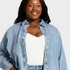 Women's Denim Button-Down Rhinestone Shirt - Universal Thread™ Light Wash - 4 of 4