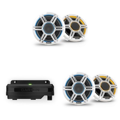 Garmin Fusion 2 Pairs Apollo AP-FL65SPW 6.5" LED Marine Speakers Sport Grills, White, Pair with Garmin Spectra LC102 1-Zone LED lighting Controller...