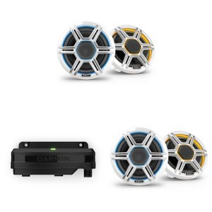Garmin Fusion 2 Pairs Apollo AP-FL65SPW 6.5" LED Marine Speakers Sport Grills, White, Pair with Garmin Spectra LC102 1-Zone LED lighting Controller... - 1 of 4