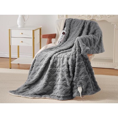 6 SIZE Washable Fast Heating Thick Tufted Electric Blanket Throw w/ 10 Heating Levels & 10 Time Settings