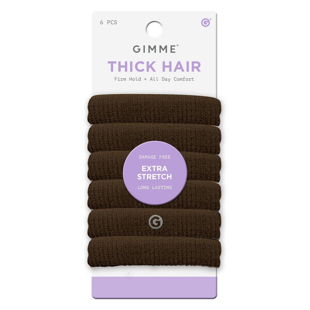 Photos - Hair Styling Product Gimme Beauty Thick Extra Stretch Hair Tie Bands - Brown -6ct