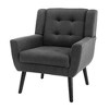 CAVINAS Linen/Velvet/Teddy/Leather Upholstered Accent Chair with Black Legs,Modern Upholstered Armchair with Wood Frame for Living Room - 4 of 4