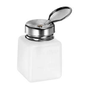 Unique Bargains Plastic Makeup Remover Nail Polish Push Down Alcohol Dispenser Bottles 4oz White - 1 of 4