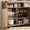 Nasitip 59.1" Rattan Farmhouse Cabinet with Wine Racks, Boho Sideboard Buffet Cabinet with Storage,Natural Oak - 2 of 4