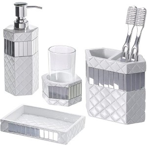 Creative Scents Quilted Mirror 4 Piece Bath Gift Set - 1 of 4