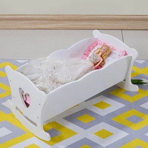 Angel Sar Wooden Doll Cradle with Rocking Base, Pink Bedding Set for 20 Inch Dolls, Baby Doll Crib with Soft Pillows for Imaginative Play - 1 of 4