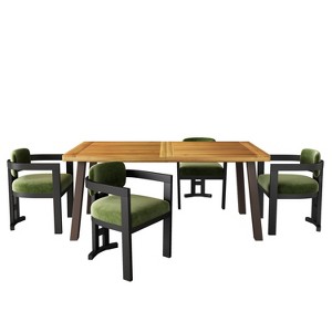 Christopher Knight Home Aria 5 Pieces Modern Wood and Metal Upholstered Dining Set - 1 of 4
