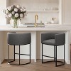 NEWLAYOUT Counter Height Bar Stools Set of 2, 24" Height Barstools for Dining Room, Upholstered Bar Chair for Kitchen Island, Carbon Gray - 2 of 4