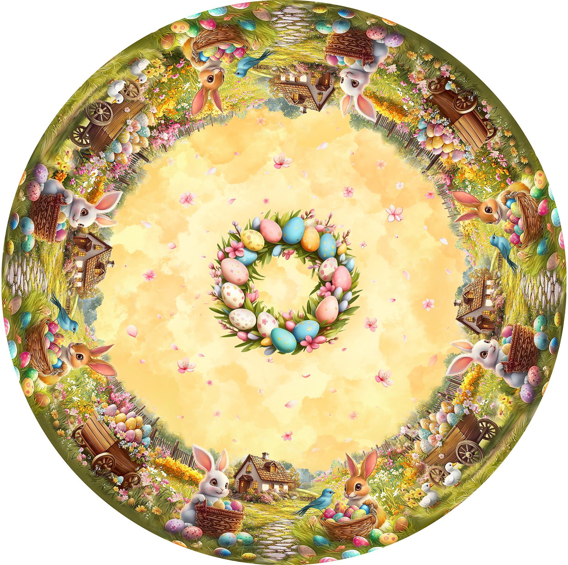 Easter Tablecloth Rectangle, Easter Table Cloth Bunny Eggs Tablecloths Round for Party Home Dinner Decor