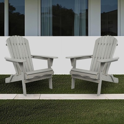 Wood Patio Chair With Arms Set Of 2,Wooden Folding Adirondack Chairs,Solid Cedar Wood Lounge Patio Chairs -The Pop Home