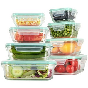 LunaLulinlk 8-Pack Glass Lunch Boxes, Food Storage Containers with Lids, Glass Lunch Boxes, Airtight Bento Boxes, Green - 1 of 4