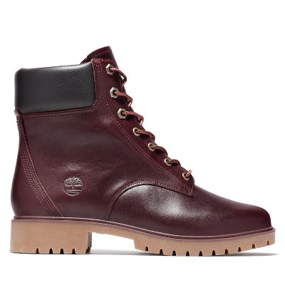 maroon leather timberland boots