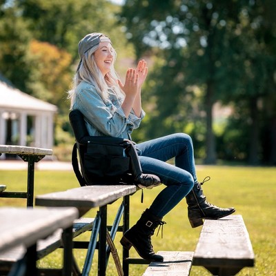 Alpcour 21" Black Waterproof Reclining Stadium Seat with Armrests