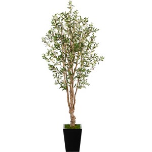Nearly Natural 6.5-ft Olive Artificial Tree in Black Metal Planter - 1 of 4