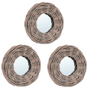 Aghana Digitals 3-Piece 5.9" Handmade Wicker Rattan Mirrors with Wall Mounting Accessories - - 1 of 4