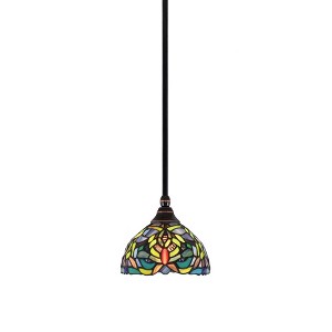 Toltec Lighting Any 1 - Light Pendant in  Black Copper with 7" Kaleidoscope Art Glass Shade - 1 of 1