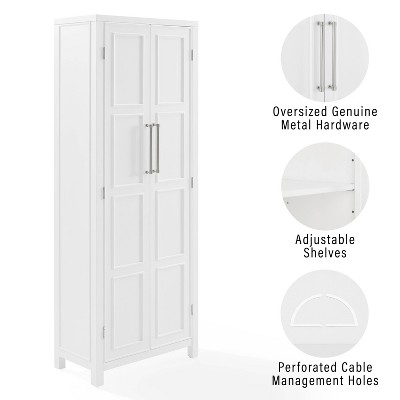 White Birch Coastal Storage Cabinet with Adjustable Shelves