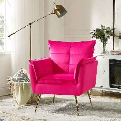 Jonat Contemporary Velvet Wooden Upholstered Armchair with Metal Legs for Bedroom and Living Room | ARTFUL LIVING DESIGN