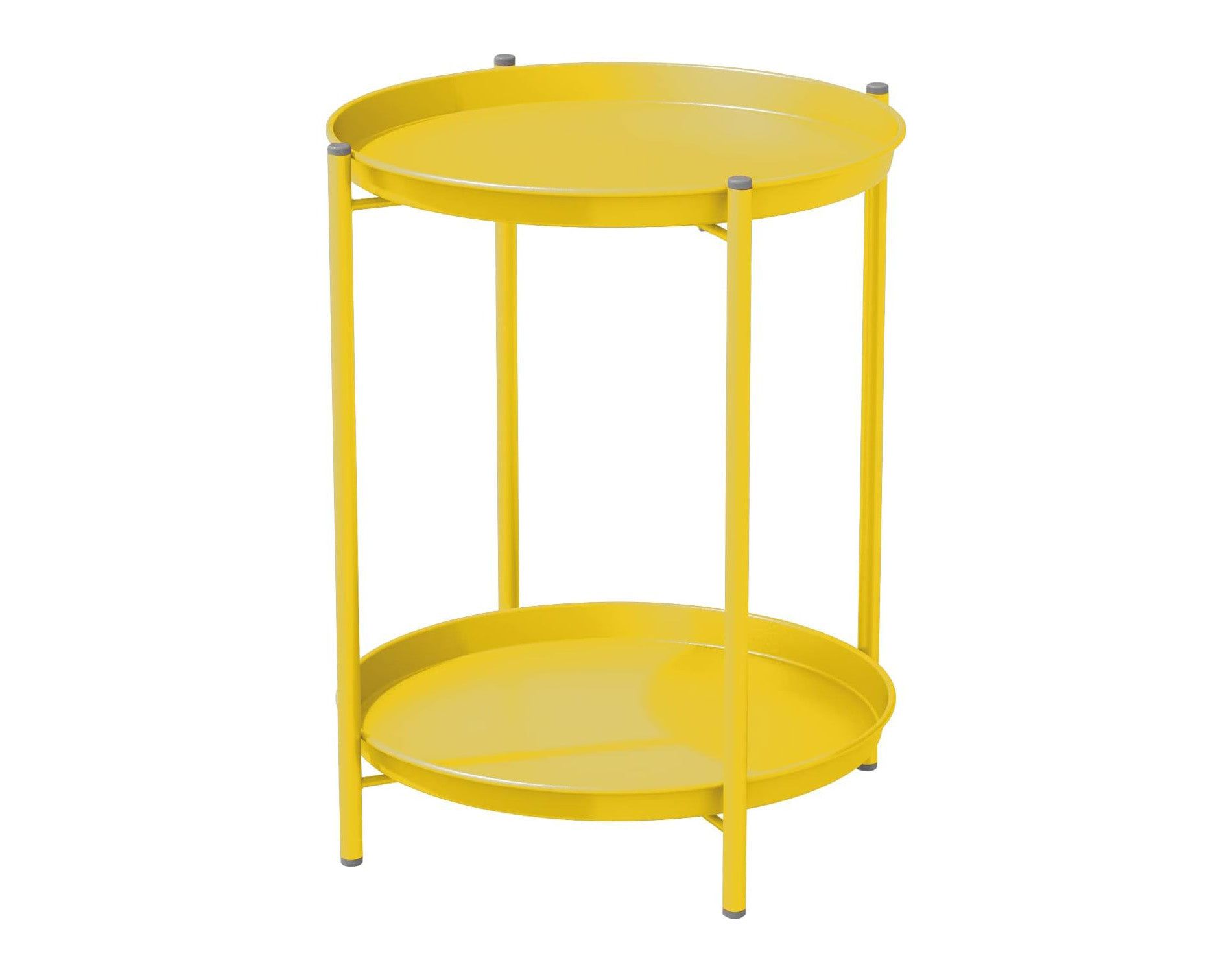 YARDGRACE Grand Patio Outdoor Side Table 2-Tier End Table Round Accent Table Peacock Red